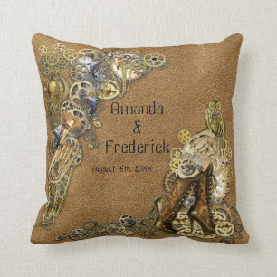 Coussin Or & laiton Steampunk Sculptures sur daim