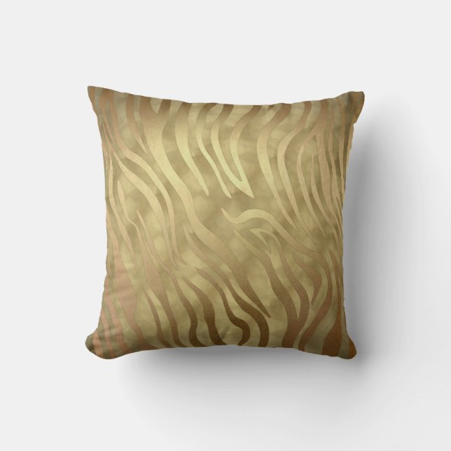 Coussin Or Luxe Luxueux Zèbre Jungle Safari Glam (Recto)