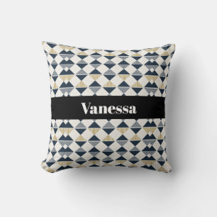 Coussin Or noir bandes blanches et diamants