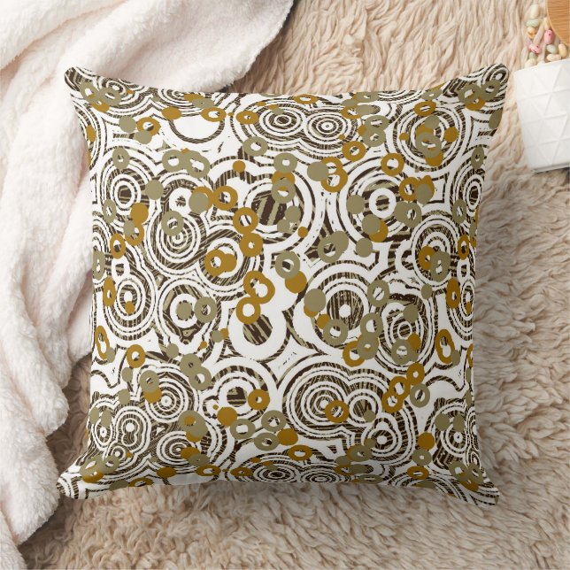 Coussin Or Noir et Olive abstrait géométrique (Couverture)