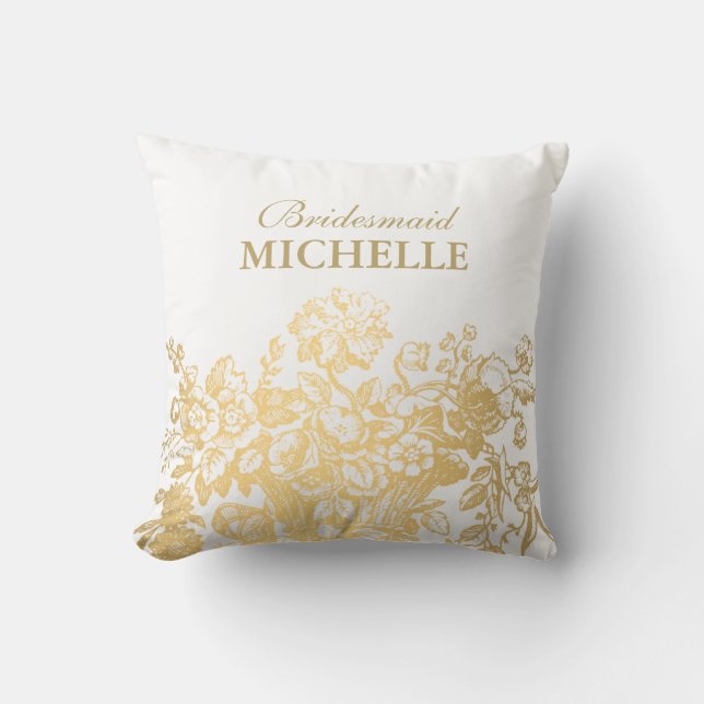Coussin Or nuptiale de panier floral de faveur de douche (Recto)