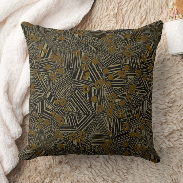 Coussin Or olive et noir géométrique abstrait (Couverture)