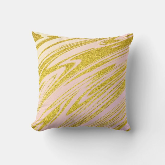 Coussin Or Parties scintillant or rose ivoire Ombre Abstra (Recto)