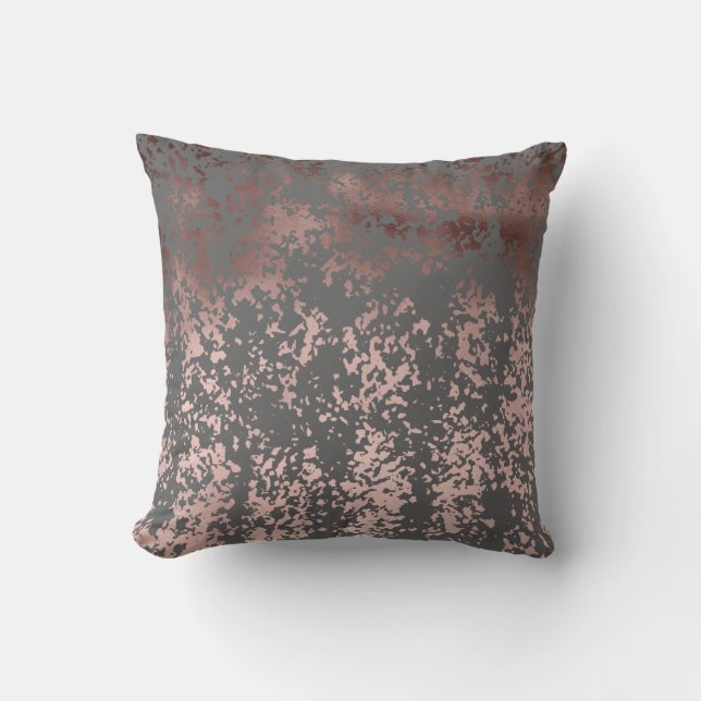 Coussin or rose de faux élégant et traçages gris (Recto)
