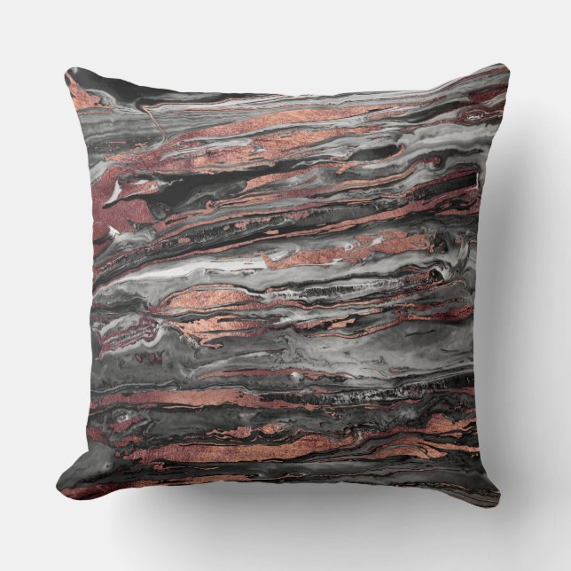 Coussin Or rose moderne peinture marbrée abstraite (Recto)