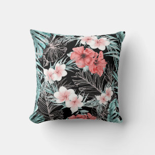 Coussin Or rose tropical botanique paradis insulaire chic
