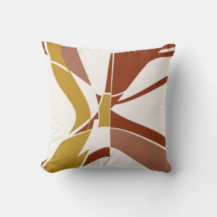 Coussin Or Rouille Beige Mauve Blanc Art moderne Abstrait