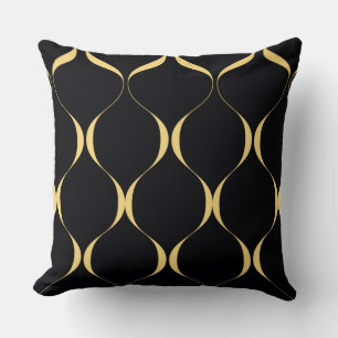 Coussin Or, simple, moderne, luxueux graphisme ondulé