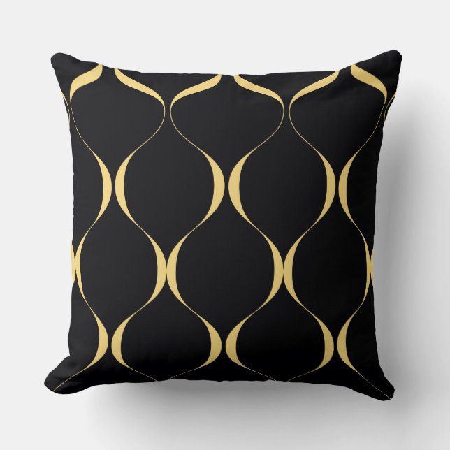 Coussin Or, simple, moderne, luxueux graphisme ondulé (Recto)