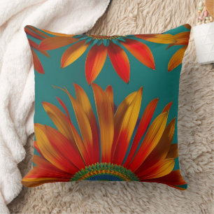 Coussin or style marocain or floral vert sarcelle rouge or