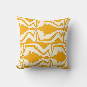 Coussin Or sur le beige Horizontal Grande onde Abstraite