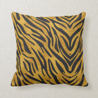 Coussin Or texturisé avec le motif noir de zèbre