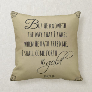 Coussin Or vintage avec couplet biblique