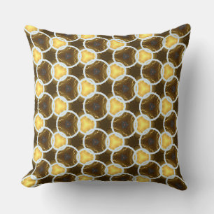 Coussin Or vintage et jaune en chaîne circulaire blanche