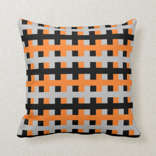 Coussin Orange abstrait, gris et noir
