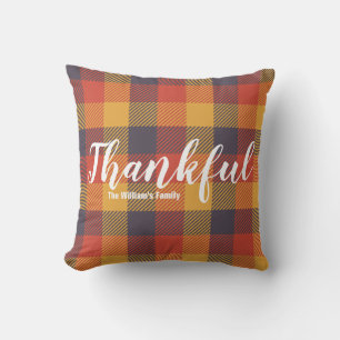 Coussin Orange Automne Plaid Tartan Rustique Ferme Automne