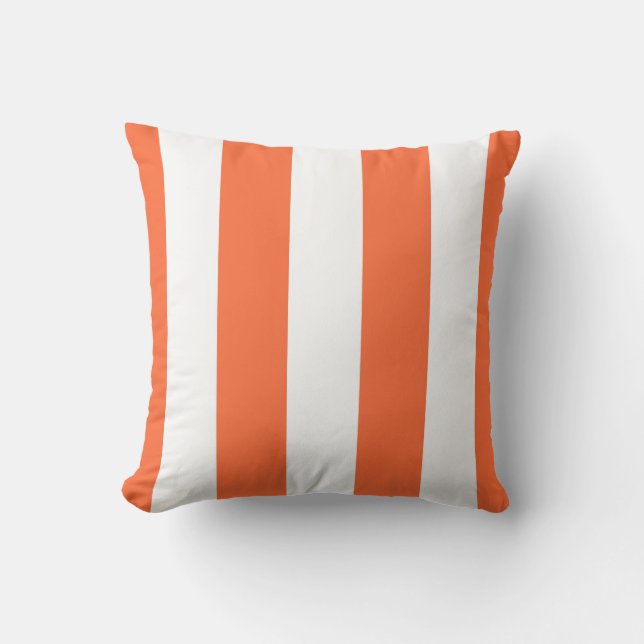 Coussin Orange & Blanc Awning Stripes Outdoor Jeu d'oreill (Recto)