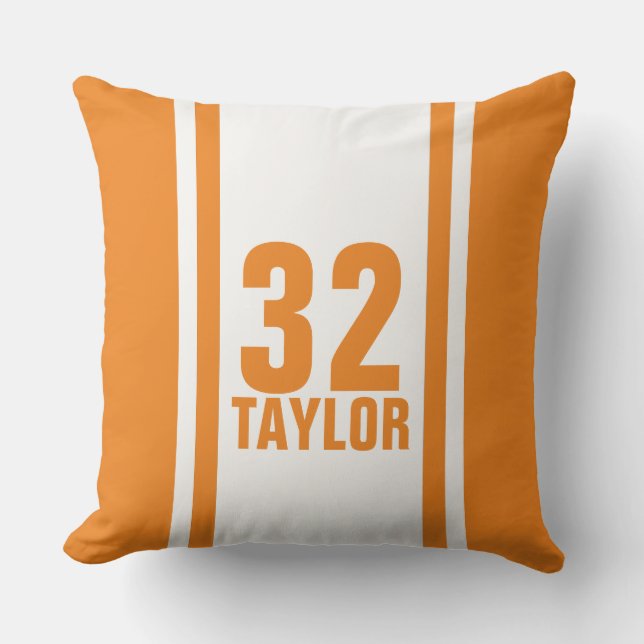 Coussin Orange & Blanc Striped Sports Jersey Jeu d'oreille (Recto)