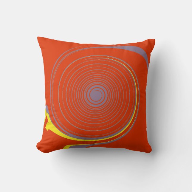 Coussin Orange Bleu Jaune Swirl Retro Art Abstrait (Recto)