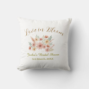 Coussin Orange boho amour en fleurs nom de la baby shower 