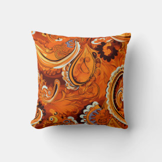 Coussin Orange Boho Paisley Motif sans fil