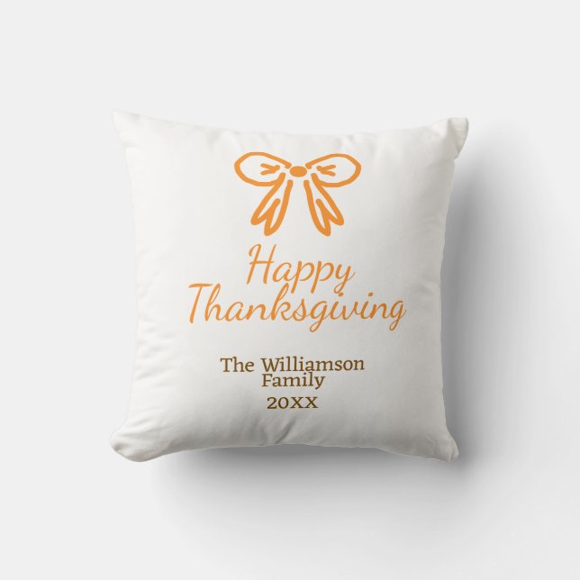 Coussin Orange bow retro bon thanksgiving ajouter famille  (Recto)