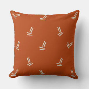 Coussin Orange brûlé avec deux lignes Lancer l'oreiller