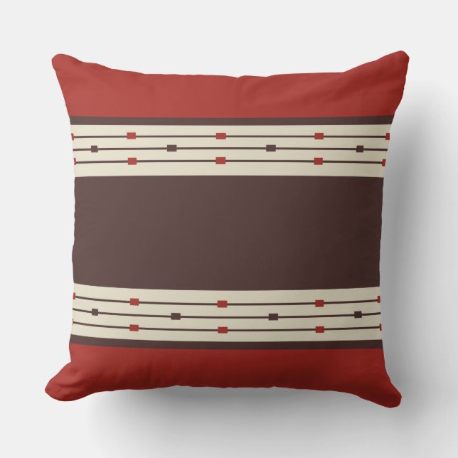 Coussin Orange brûlé et géométrique Brown (Recto)
