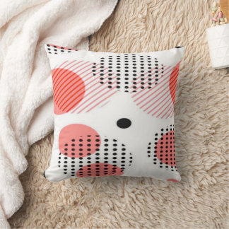 Coussin Orange Circles with Black Polka Dots pattern