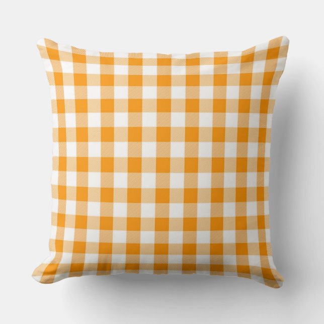 Coussin Orange classique En vichy Motif Jeu d'oreiller (Recto)