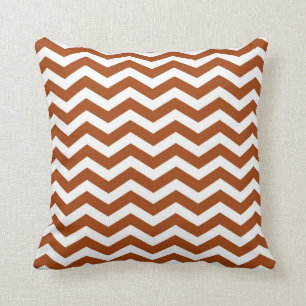 Coussin Orange classique et blanc de rouille de Chevron