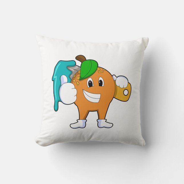 Coussin Orange comme Peintre avec pinceau (Recto)