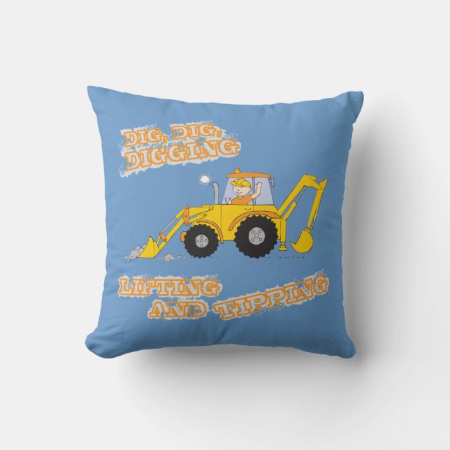 Coussin orange de garçon d'enfants et gris (Recto)