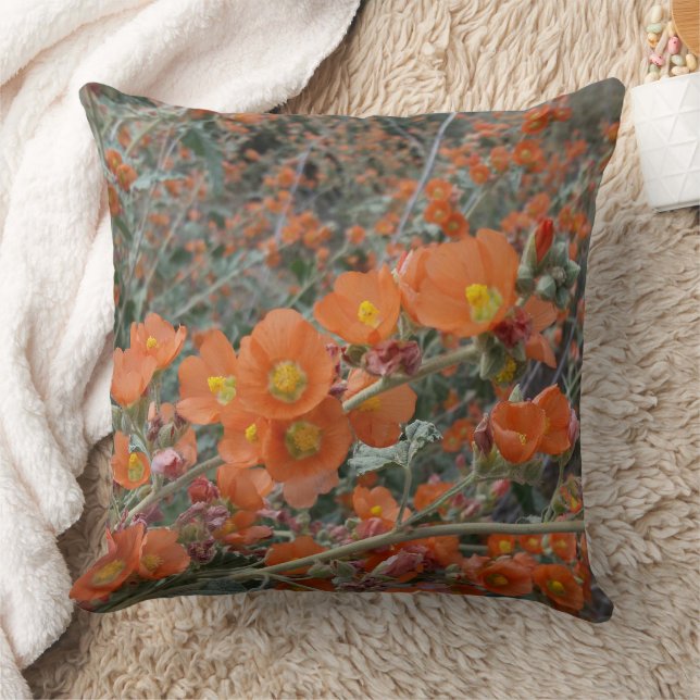 Coussin Orange Désert Globemallow Fleurs En Fleur En Fleur (Couverture)