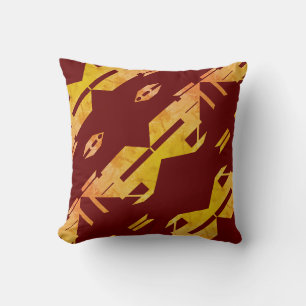 Coussin Orange doré en bouteille sur Motif d'art diagonal