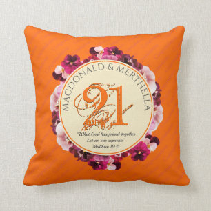 Coussin Orange du 21e anniversaire du BRASS Mariage  chrét