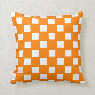 Coussin Orange et blanc vérifiés