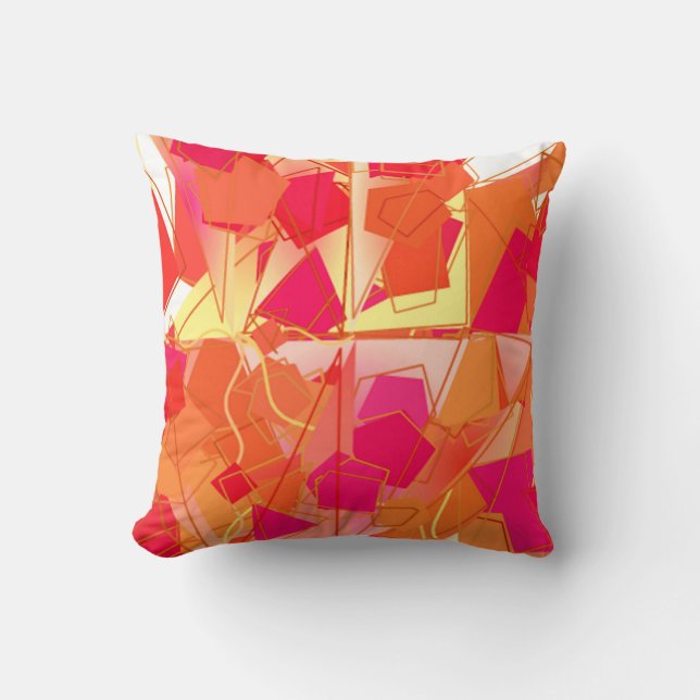 Coussin Orange et roses indien, résumé Kadinsky-Inspiré (Recto)