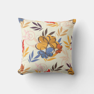 Coussin Orange Feuilles et fleurs Lancer l'oreiller