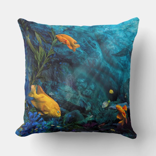 COUSSIN ORANGE FISH BLUE OCEAN (Recto)