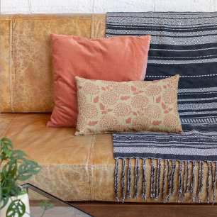 Coussin Orange Fleurs/Oreiller Décoratif Plaid