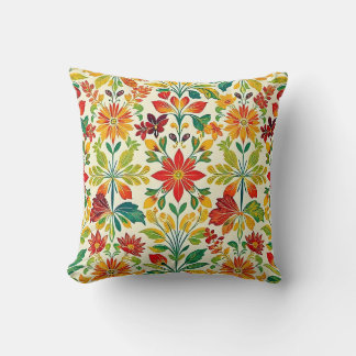 Coussin orange floral print
