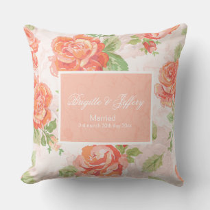 Coussin Orange floral rose pilon jetant