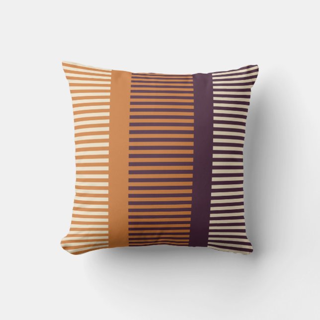 Coussin Orange foncé et rayures violettes (Recto)