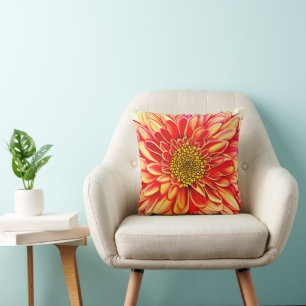 Coussin Orange géant et fleurs d'aster jaune doré