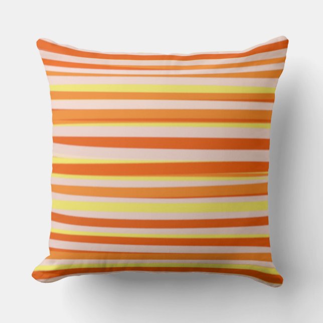 Coussin Orange jaune blanc Abstrait rayures (Recto)