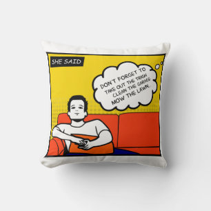 Coussin orange jaune bleu miel Do Rugged Geek Comics