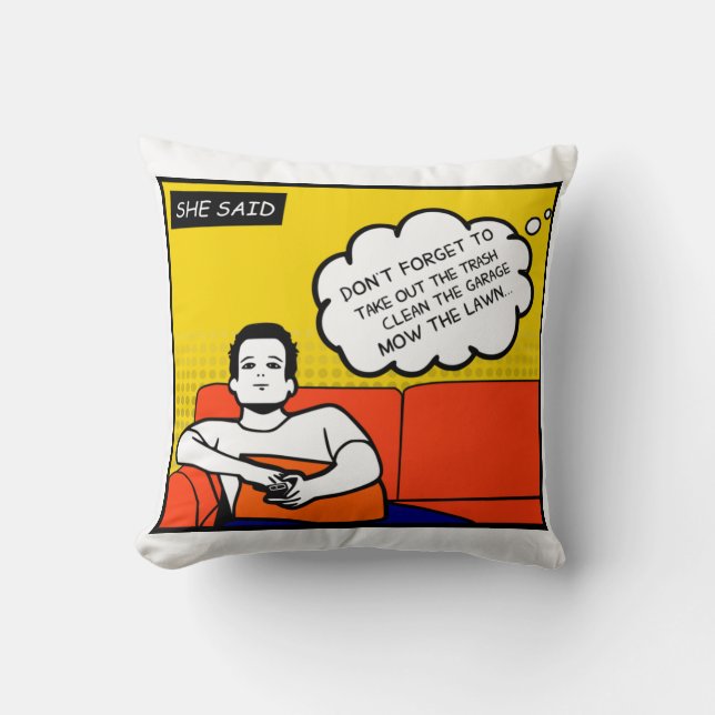 Coussin orange jaune bleu miel Do Rugged Geek Comics (Recto)