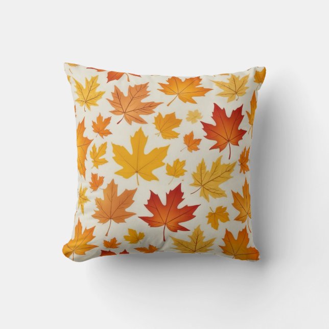 Coussin Orange Jaune d'automne Feuille Motif (Recto)