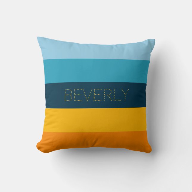 Coussin Orange Jaune Vert, 5 Couleurs, Nom personnalisé (Recto)